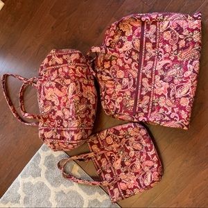 Vera Bradley Piccadilly Plum travel bundle: 3 bags